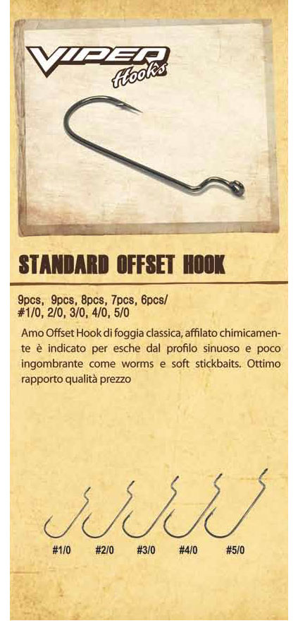 Damiki Viper Hooks Standard Offset size # 1/0 pz 9